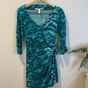 𝅺Diane von Furstenberg Turquoise Oletta Silk Faux Wrap Dress